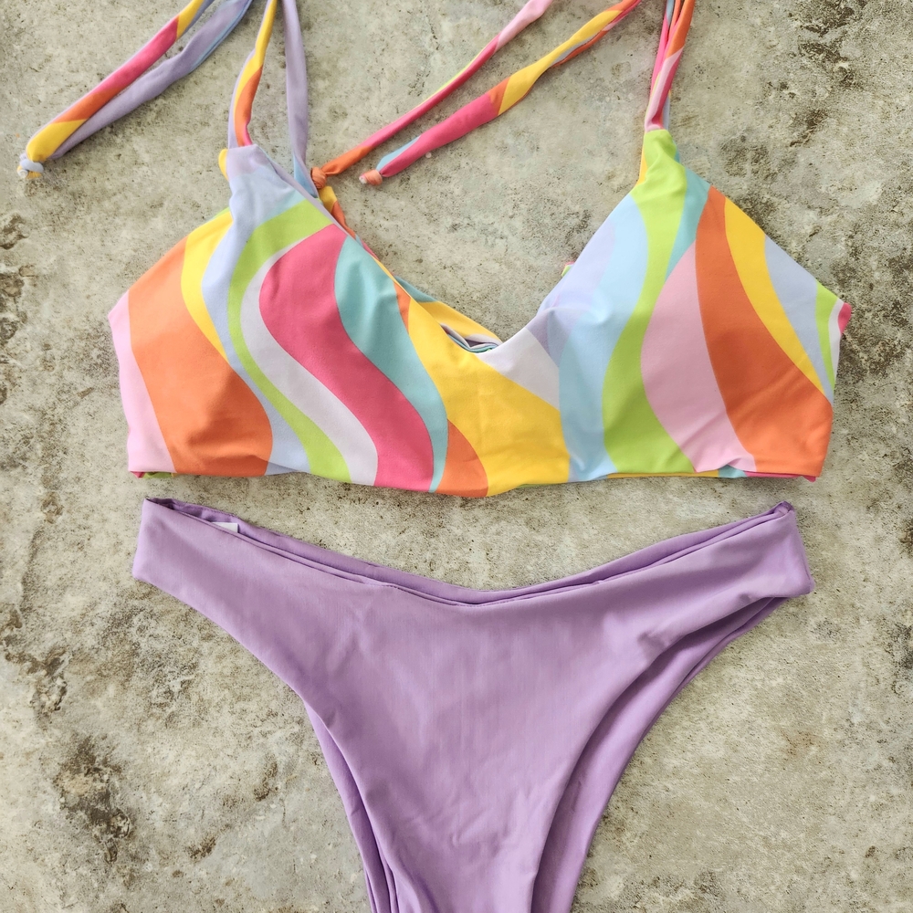 New Handmade Colorful Wave Bikini Set